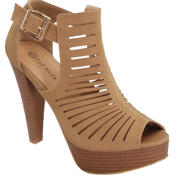 women’s peep toe platform chunky heel - Picture 2 of 8